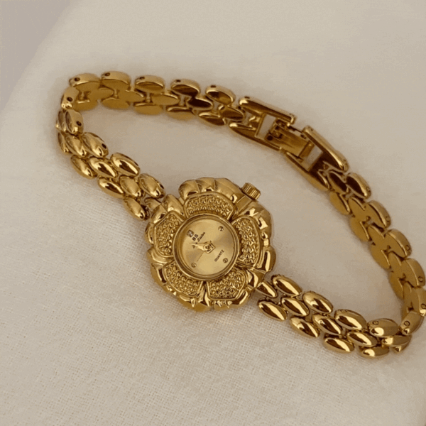 Vintage Gold Camellia Watch for Women ?C Floral Bracelet Design