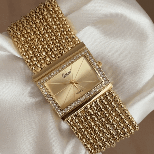 Gold Square Diamond Watch for Women ?C Elegant Bracelet Timepiece